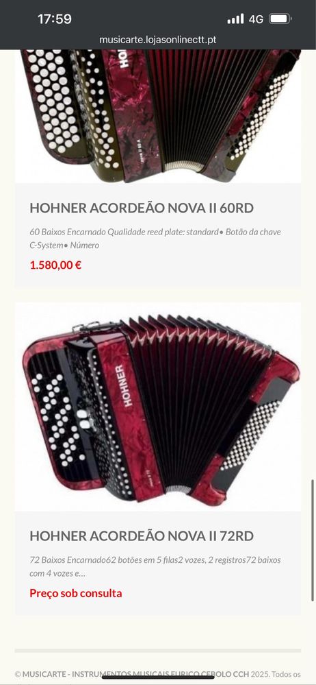 Acordeão nova ll 72