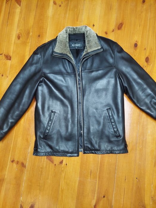 Зимова шкіряна чоловіча куртка