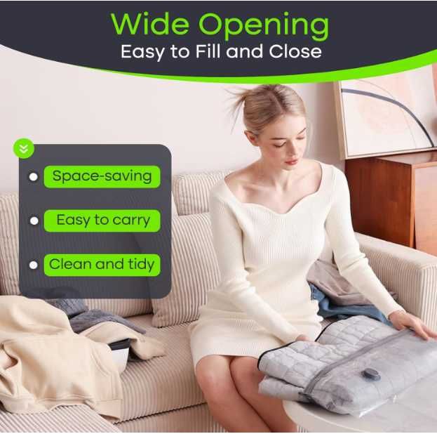 Worek próżniowy do ubrań z pompką USB  9worków wielokrotnego użytku