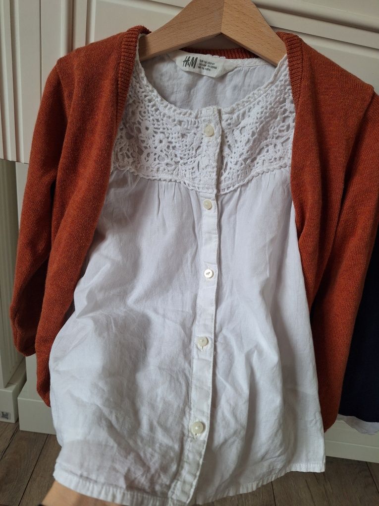 Zestaw marynarka Next 110cm sweterek Mexx + koszule białe H&M itd