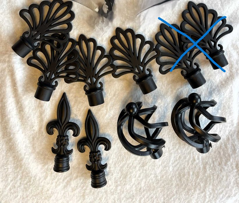 Końcówki do karnisza 16 z metalu w czarnym kolorze