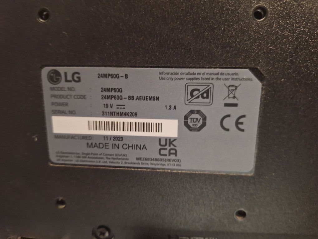 Monitor LG uszkodzony