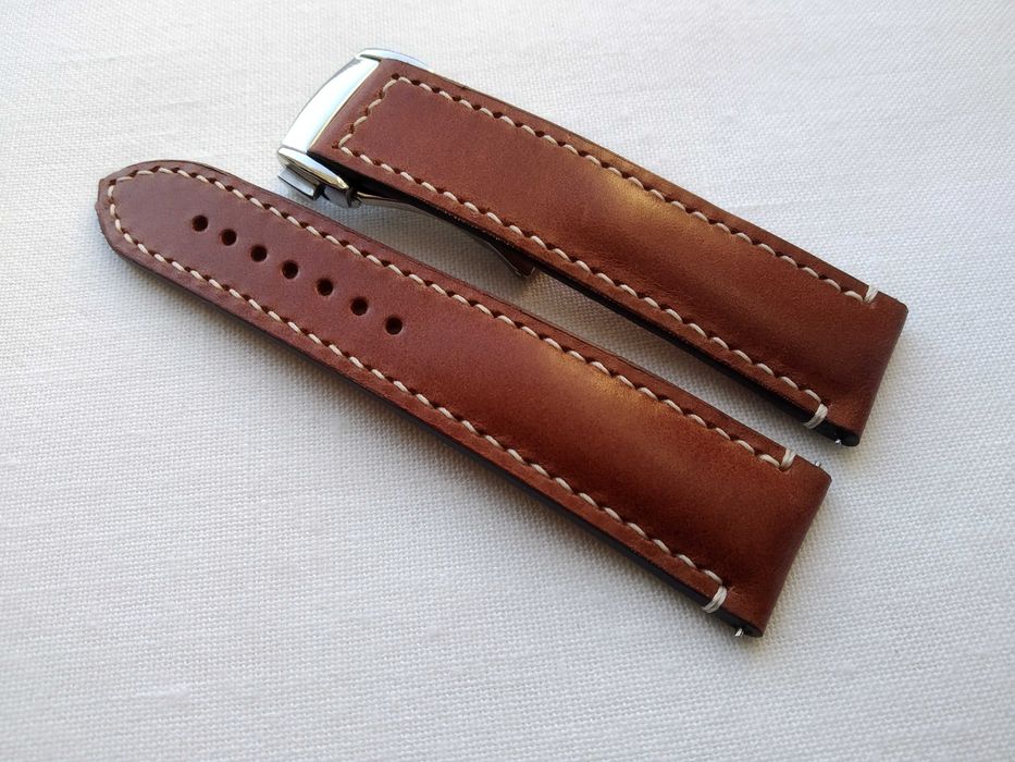 Pasek skórzany do zegarka 20 / 18 mm - motylek typu "Omega "