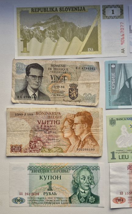 Набір банкнот Європи 1960 - 2000 років 12 бон без повторів UNC