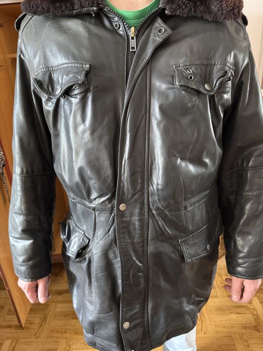 Кожаная куртка мужская МВС, ДПС, зимняя, размер 50-52