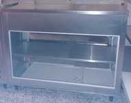 Balcão expositor inox p/ comércio – 1,25m – ótimo estado