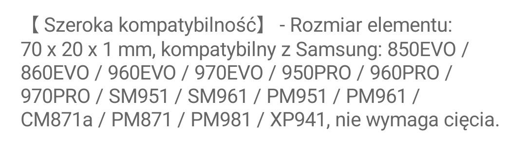 2x Termopad do dysku M.2 70x20x1mm GPU CPU