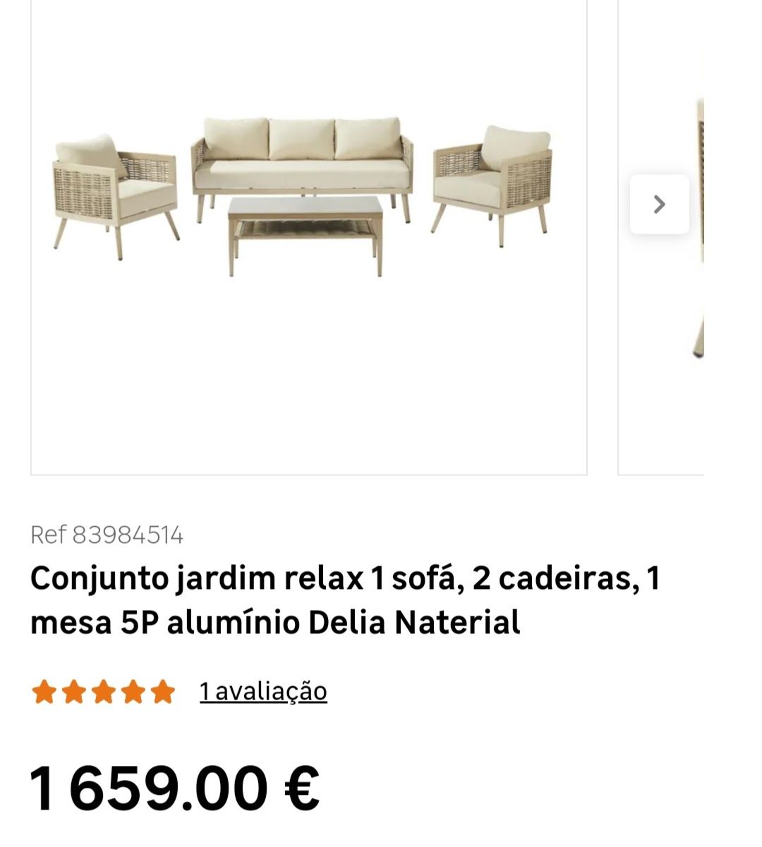 Conjunto de jardim exterior: sofá + 2 Cadeirões + mesa