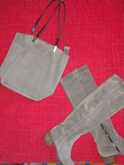 Zestaw, komplet zamszowy, kozaki 37-38 i torebka