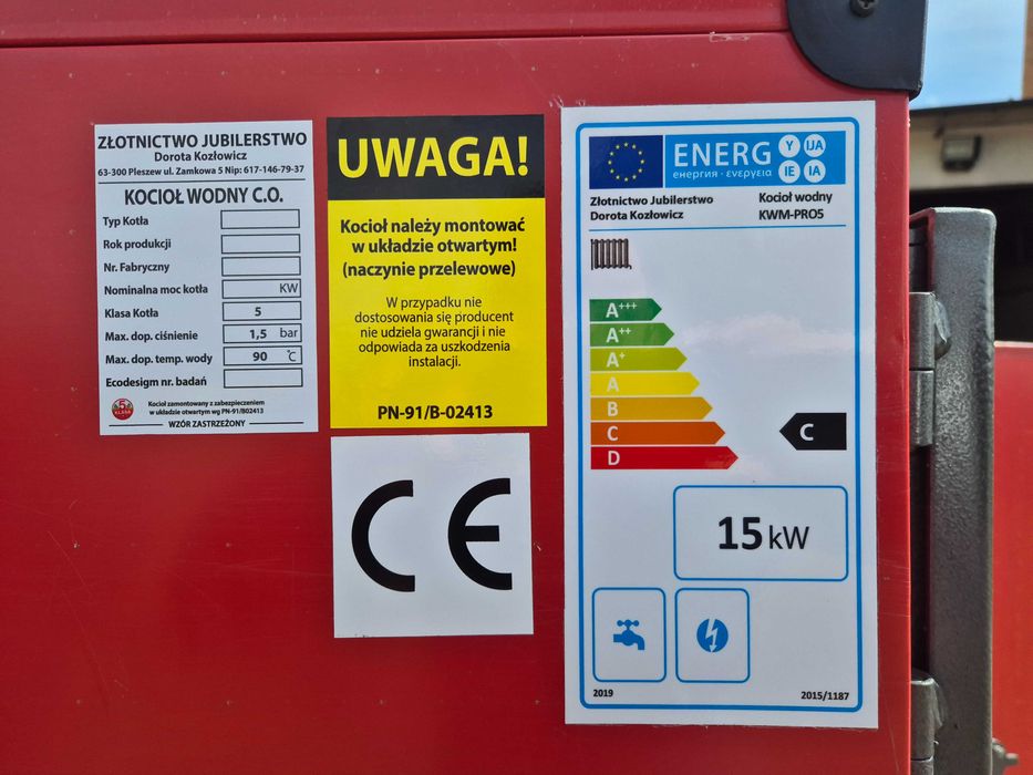 KOTŁY 15 kW do 150m2 Kocioł na EKOGROSZEK z PODAJNIKIEM Piec