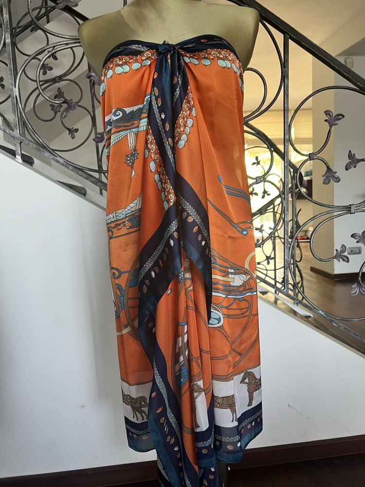 Pareo chudta szal sukienka tunika spodnica  100% lnu w stylu hermes