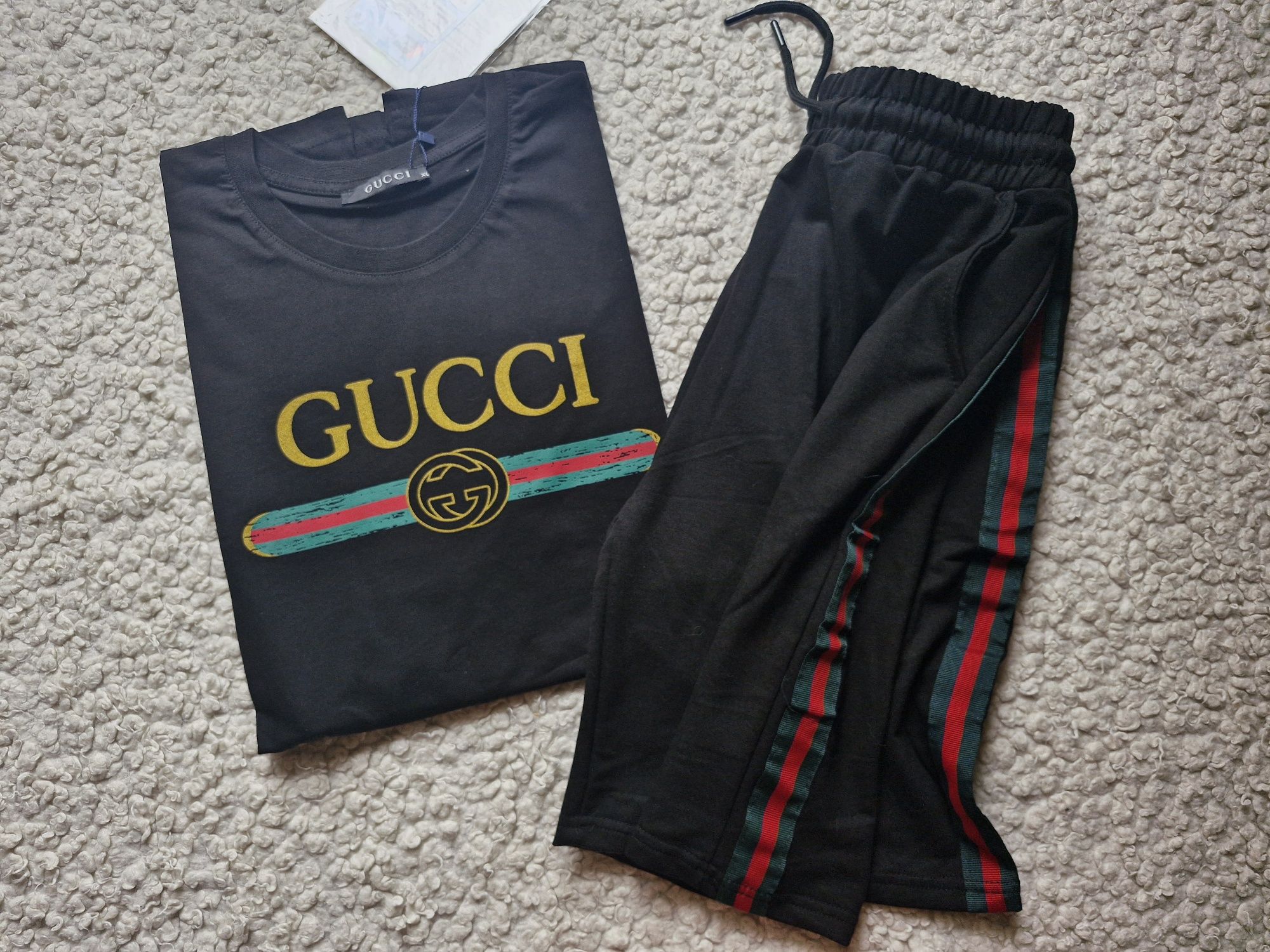 Nowy komplet zestaw męski Gucci tshirt spodenki krotkie xl L czarny la