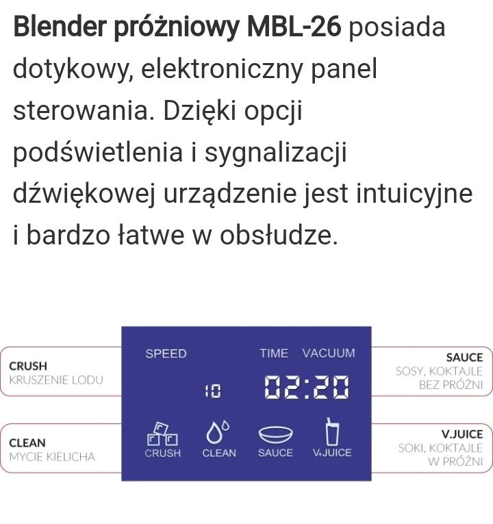 Blender próżniowy MBL-26