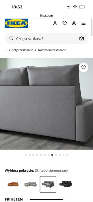 Narożnik rozkładany ikea z pojemnikiem na posciel