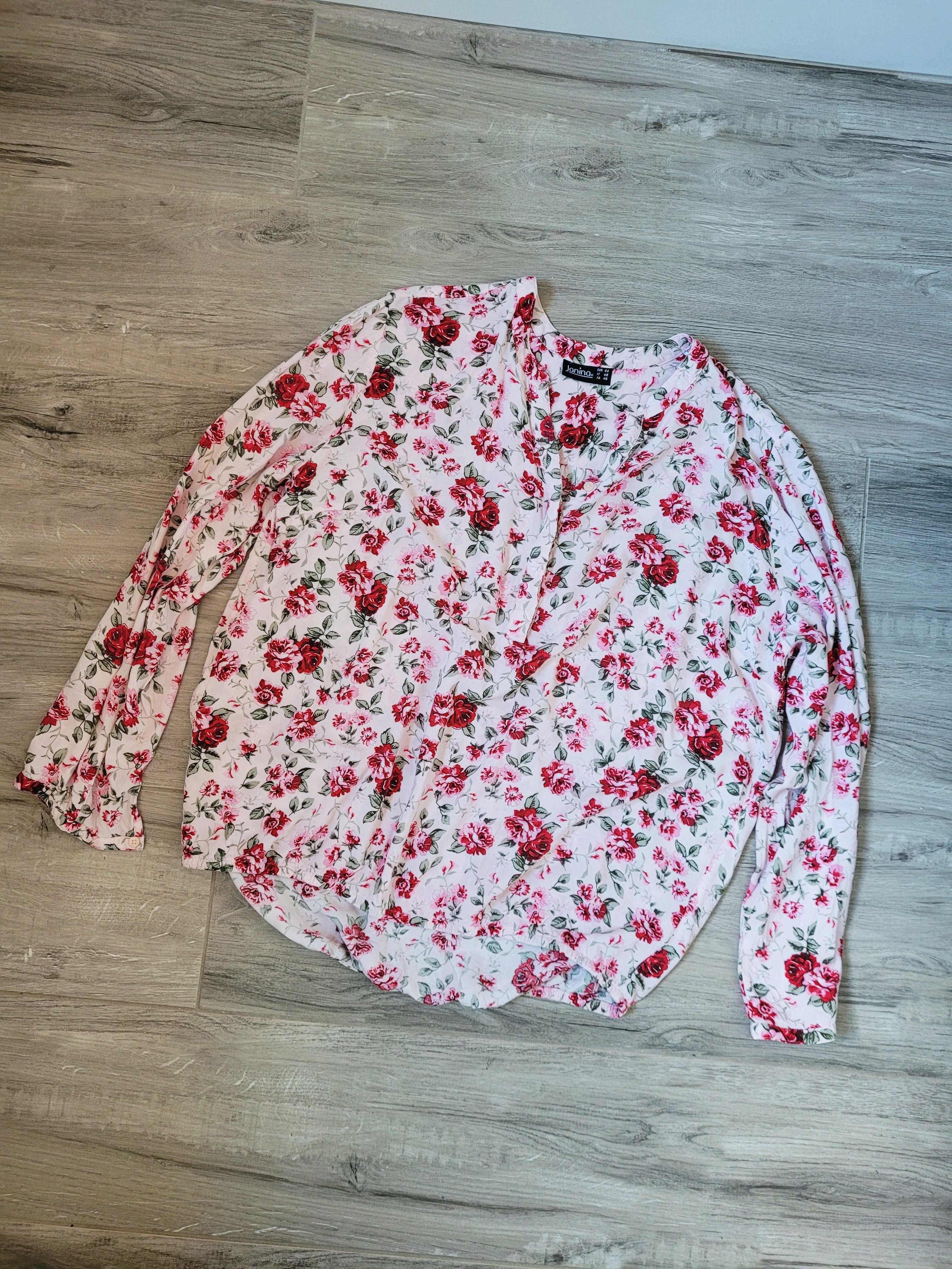 Zestaw bluzek koszul eleganckie wiskoza kwiaty boho L