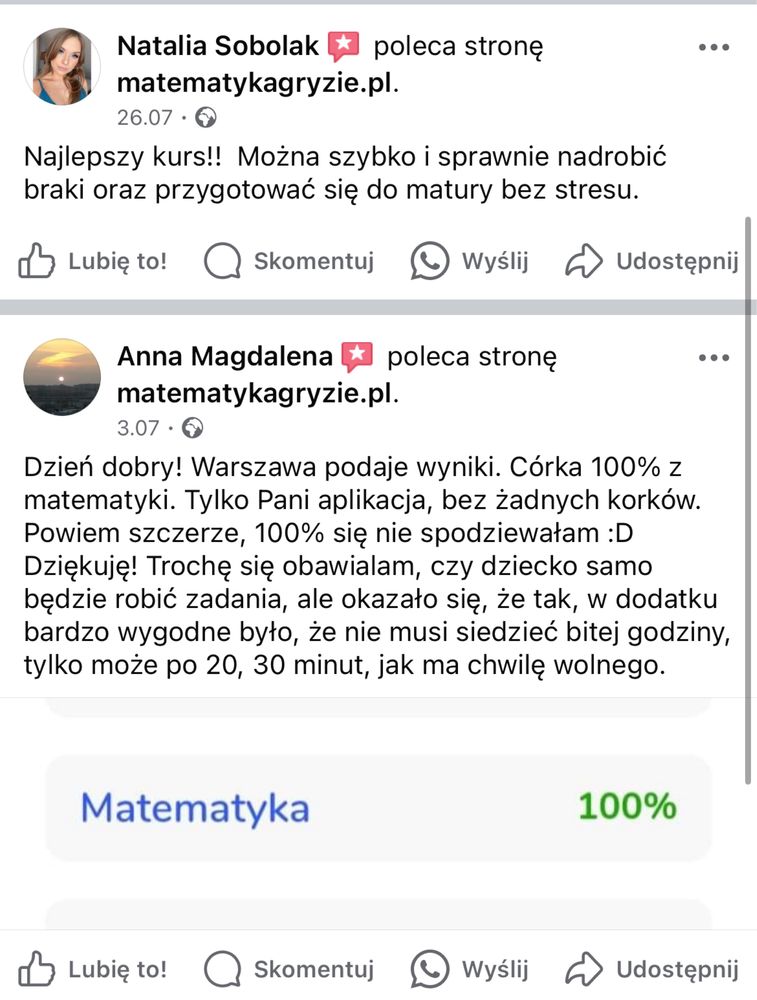 Korepetycje z nauczycielką kursu Matematyka Gryzie