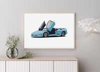 Plakat samochód Lamborghini Diablo, niebieski, 50x40 bez ramy