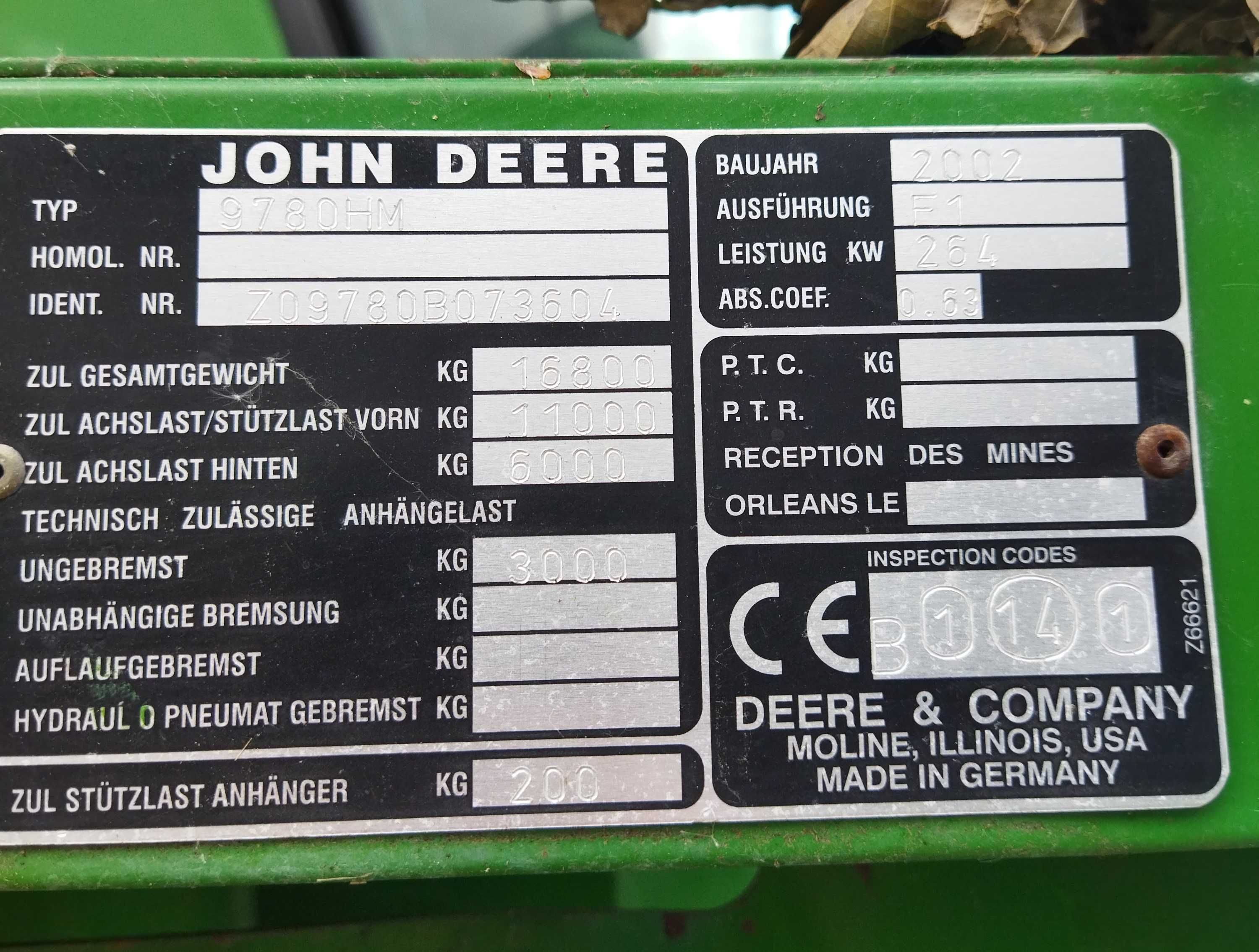 Kombajn John Deere 9780 CTS HM heder wózek