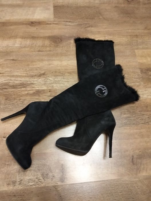 Сапоги натуральне хутро та замша демі