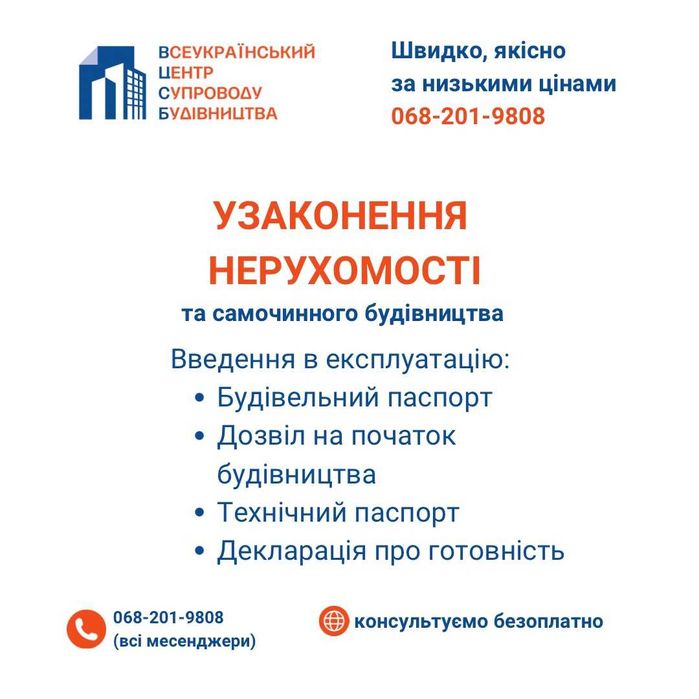 БТІ. Дозвіл на будівництво. Узаконення. Здача в єксплуатацію