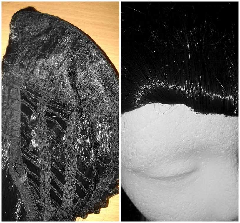 Loki Marvel cosplay wig czarna peruka bez grzywki z zaczesem bob