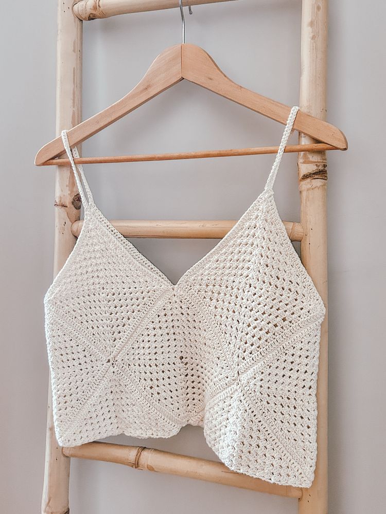 Handmade top szydełkowy kremowy bawełna