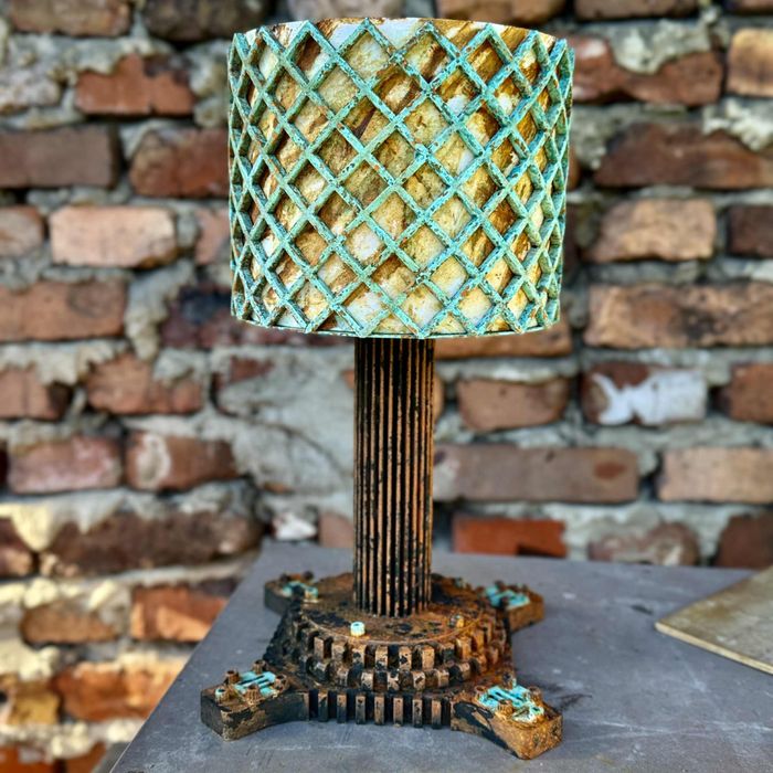 Lampka biurkowa LED z pilotem w retro/vintage "rdza patuna"  - druk 3d