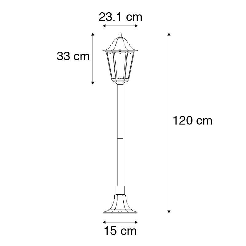 latarnia zewnętrzna stojąca czarna 120 cm IP44