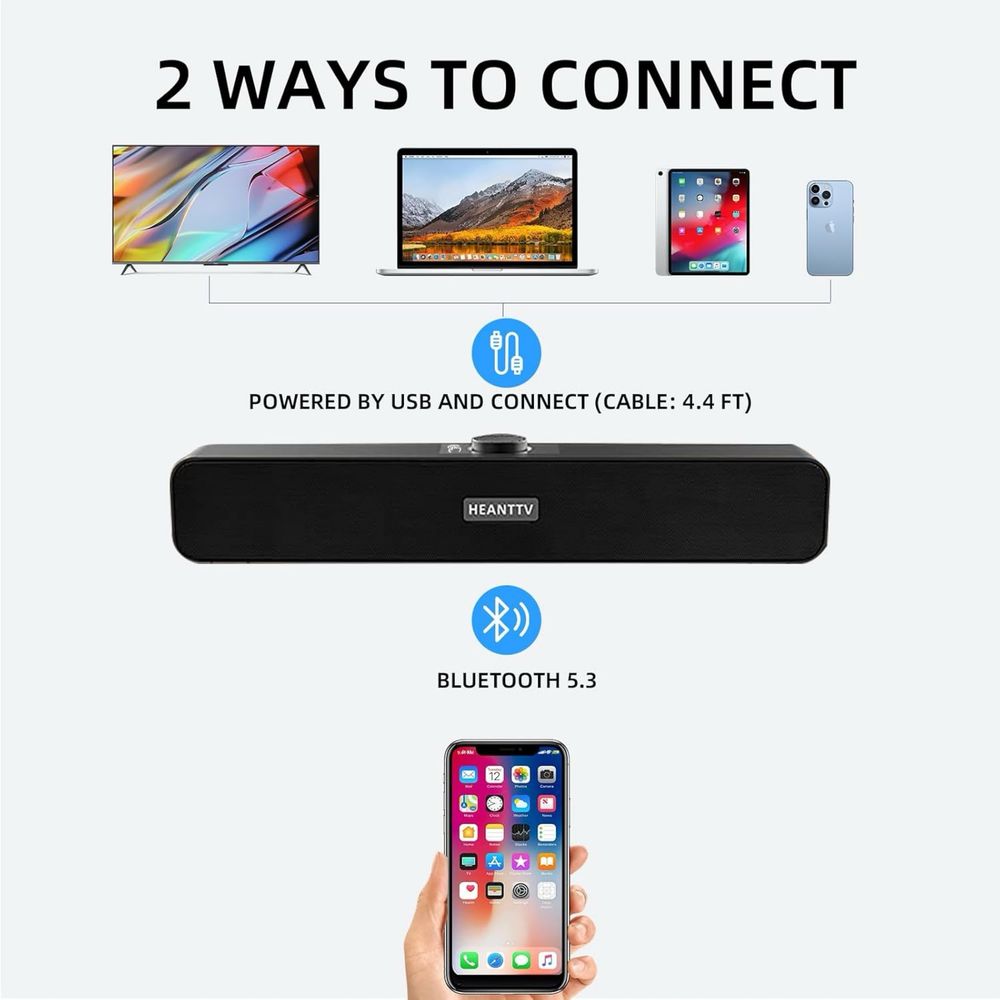 Głośnik do komputera Bluetooth 5.3 USB CZARNY HEANTTV Y-10