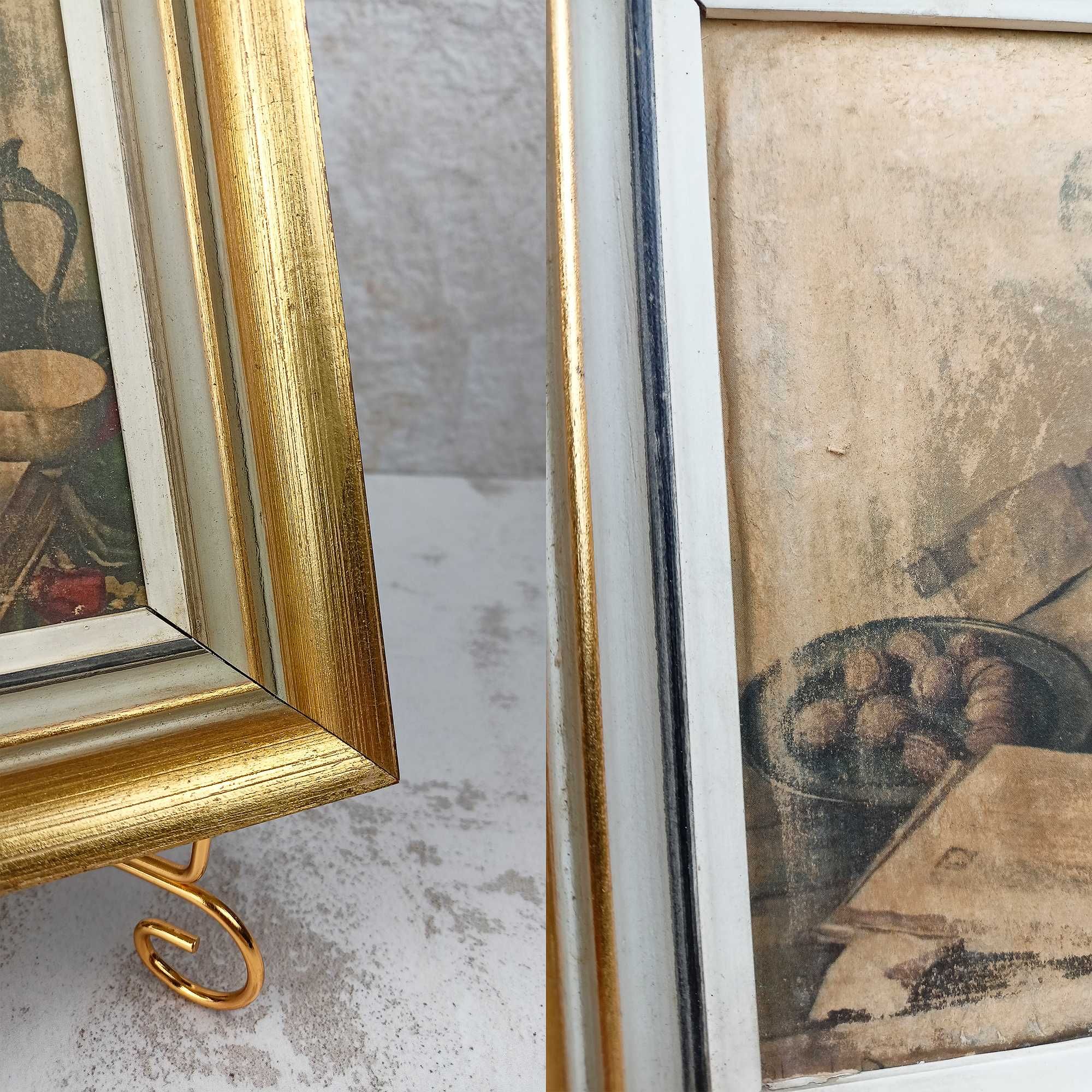 Stary retro obrazek w złotej ramie Dekoracja kuchenna Wydruk