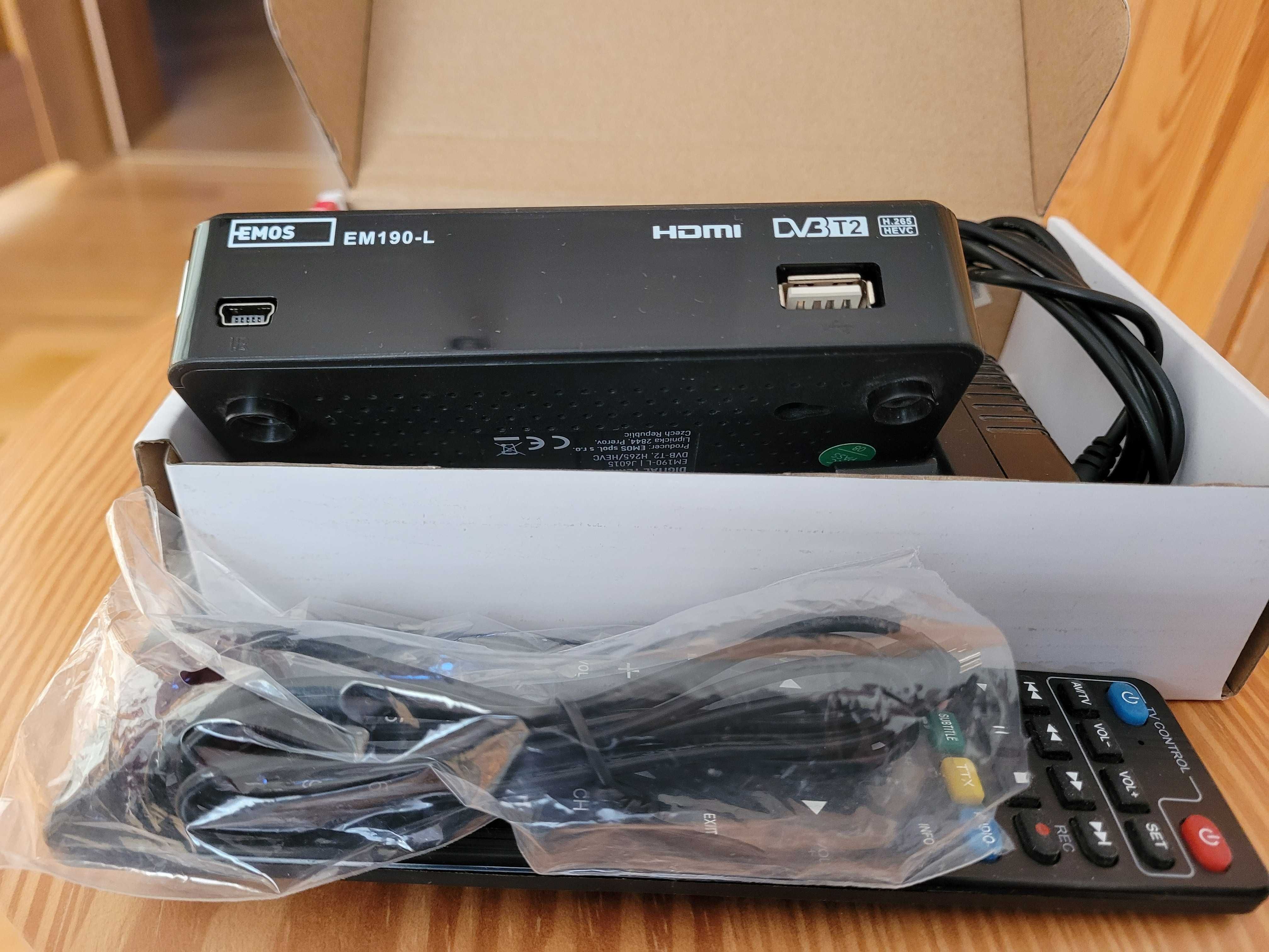 Tuner telewizji cyfrowej DVB T2 HEVC EMOS EM190-L