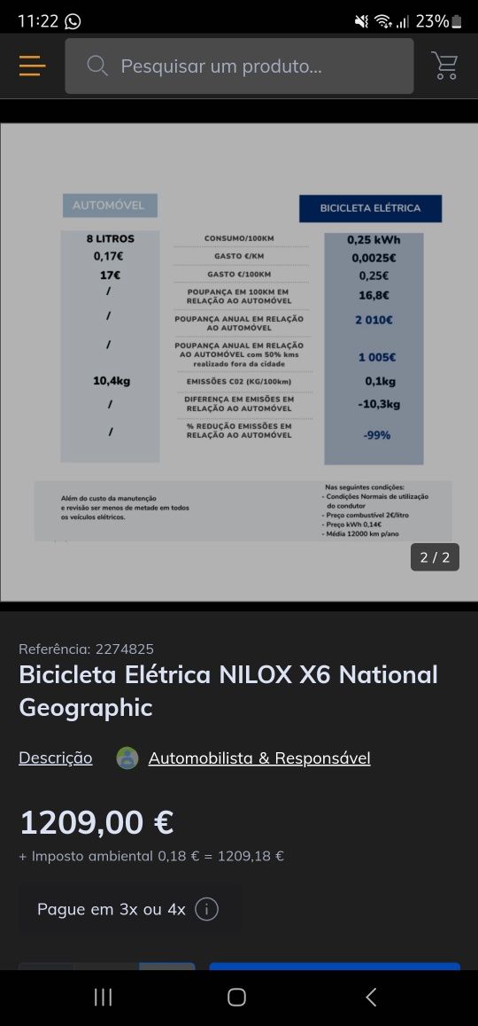 Bicicleta eléctrica BTT roda 27,5