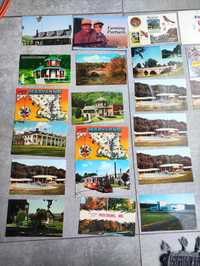 Zestaw pocztówek 60-70te lata XXw. USA 18 + folder SUPER!