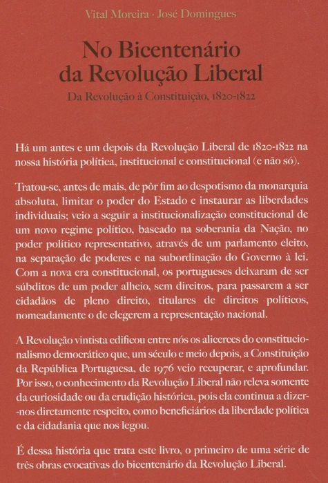 No Bicentenário da Revolução Liberal 1820/1822 V. Moreira [Portes Inc]