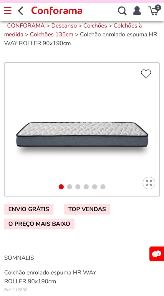 Colchao de solteiro Conforama