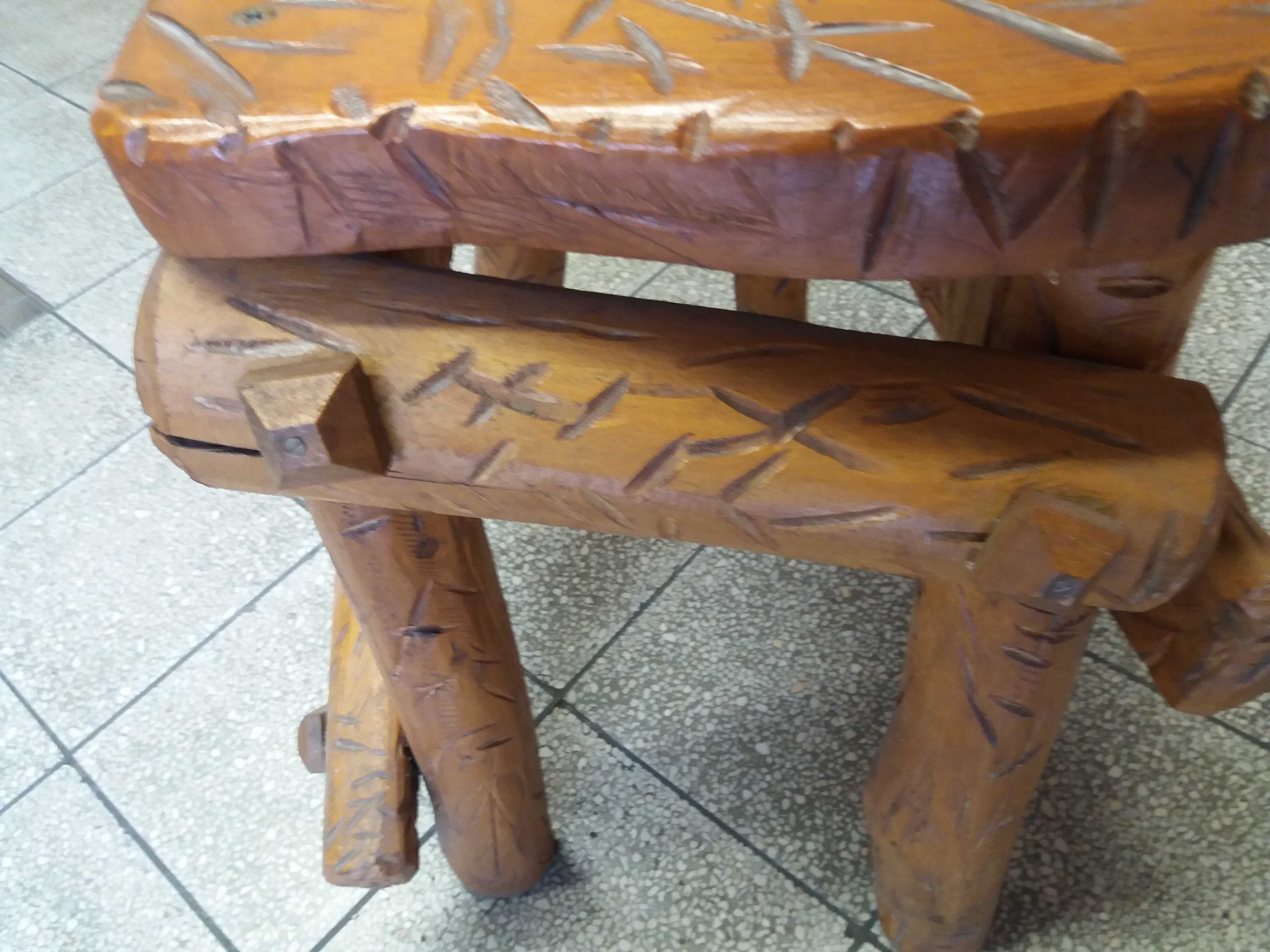 Taboret stół stolik drewno góralski styl
