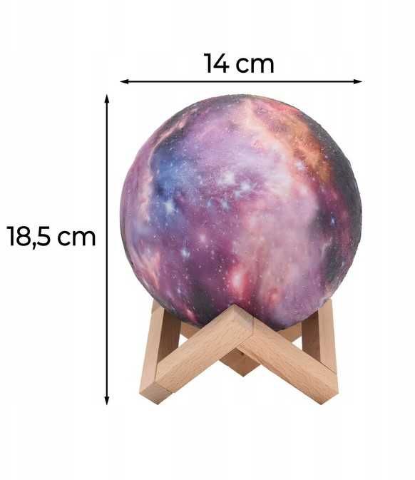 Lampka Figurka 16 Kolorów Do Sypialni Nocna Księżyc 3D RGB Pilot LED
