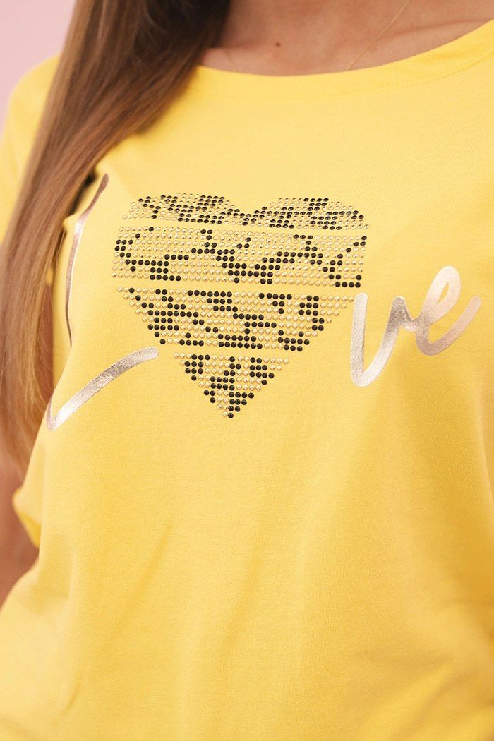 Żółta bluzka damska bawełniana Stay Wild serce M/L