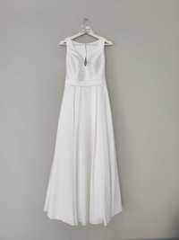 Klasyczna suknia ślubna ivory śmietankowa z kokardą 38 M