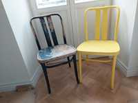 2 krzesła drewniane gęte PRL