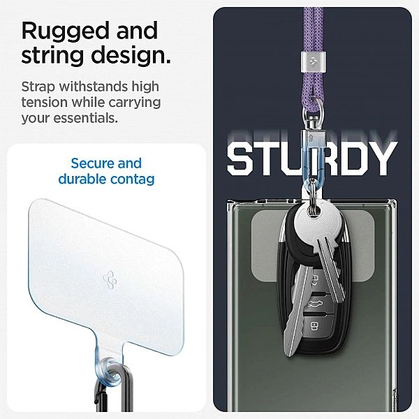Smycz i zawieszka Spigen Universal Set - fioletowa