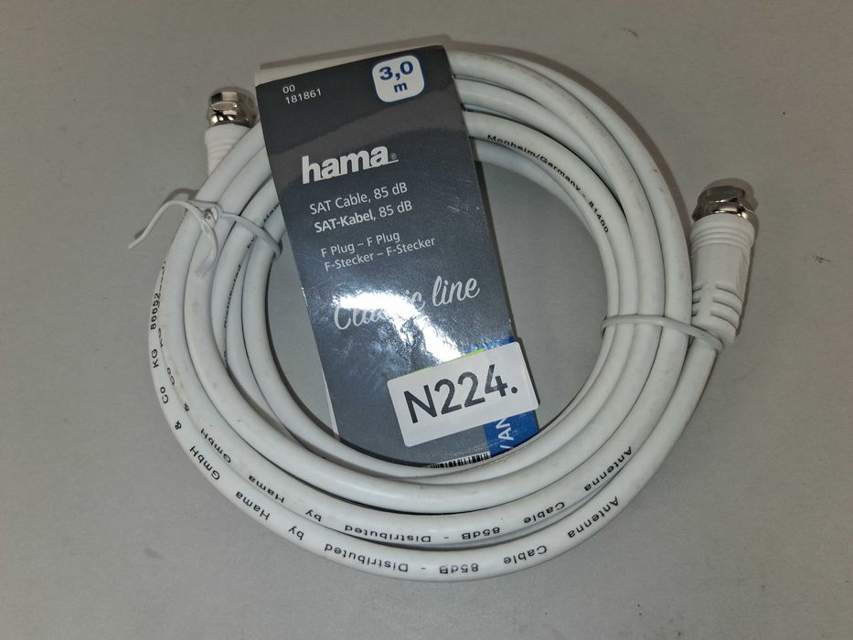N224 Kabel Antenowy Satelitarny Hama ClassicLine F-Wtyk F-Wtyk 85dB 3m