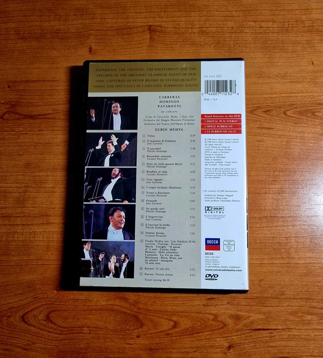 The Original THREE TENORS CONCERT +Libreto (Pavarotti/Carreras/Domingo