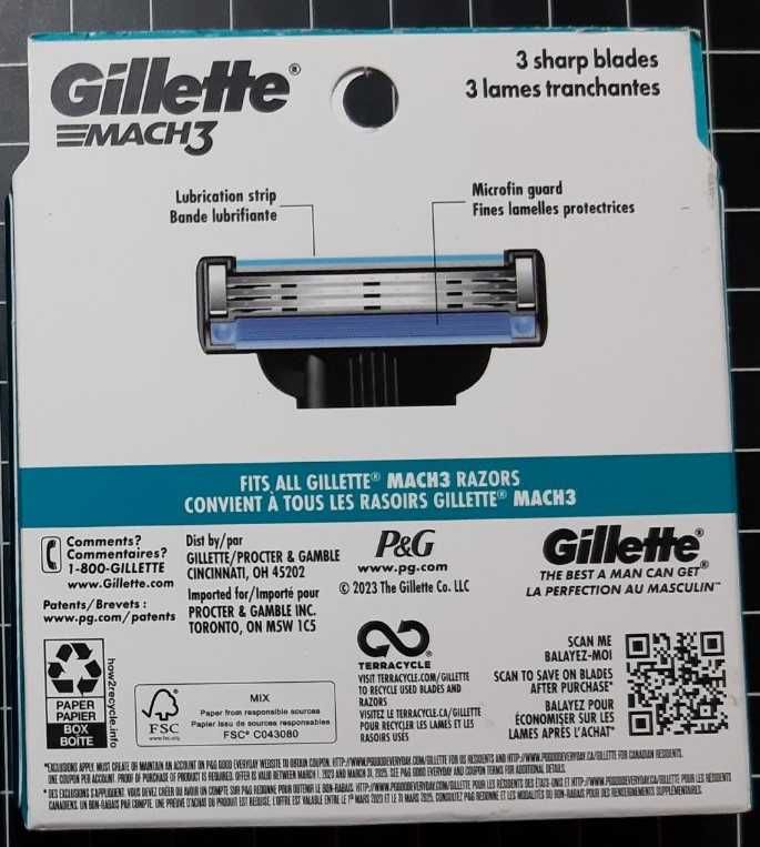 Оригинальні картриджи Gillette MACH3 з Америки 4 або 8 шт