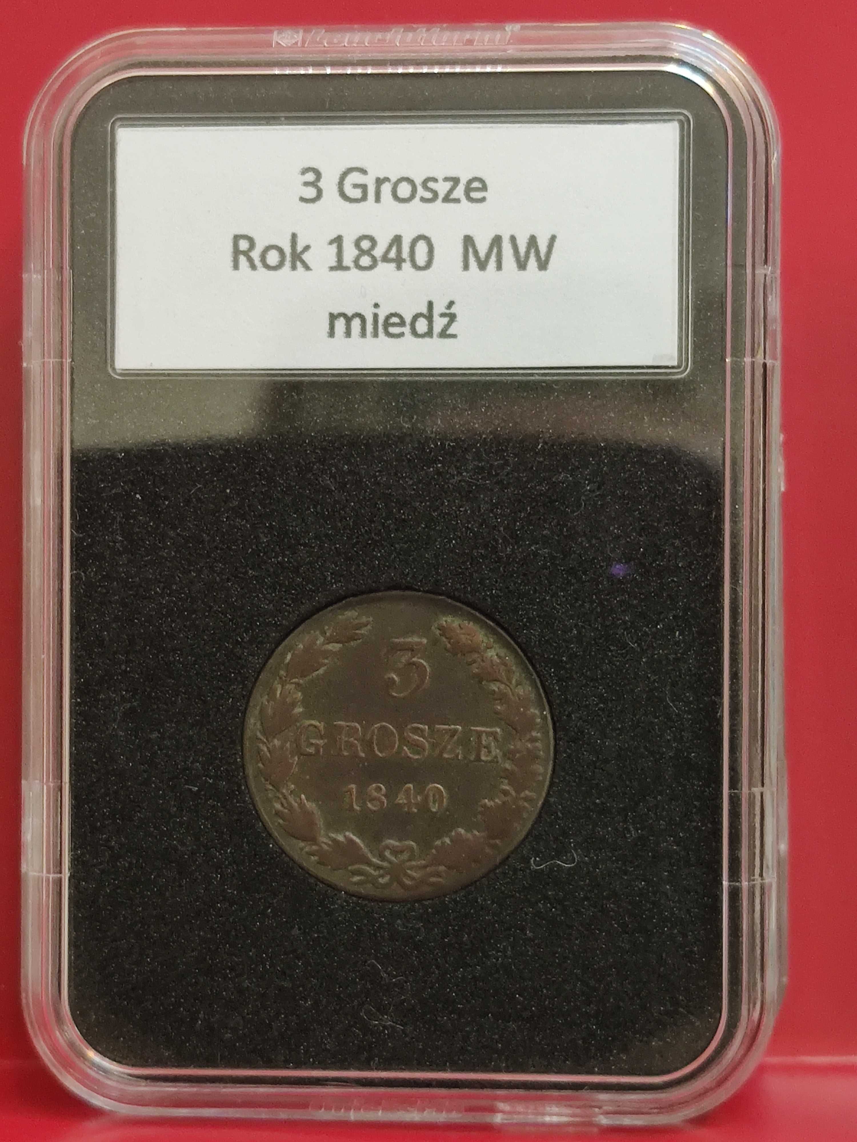 3 Grosze 1840r. MW w slabie