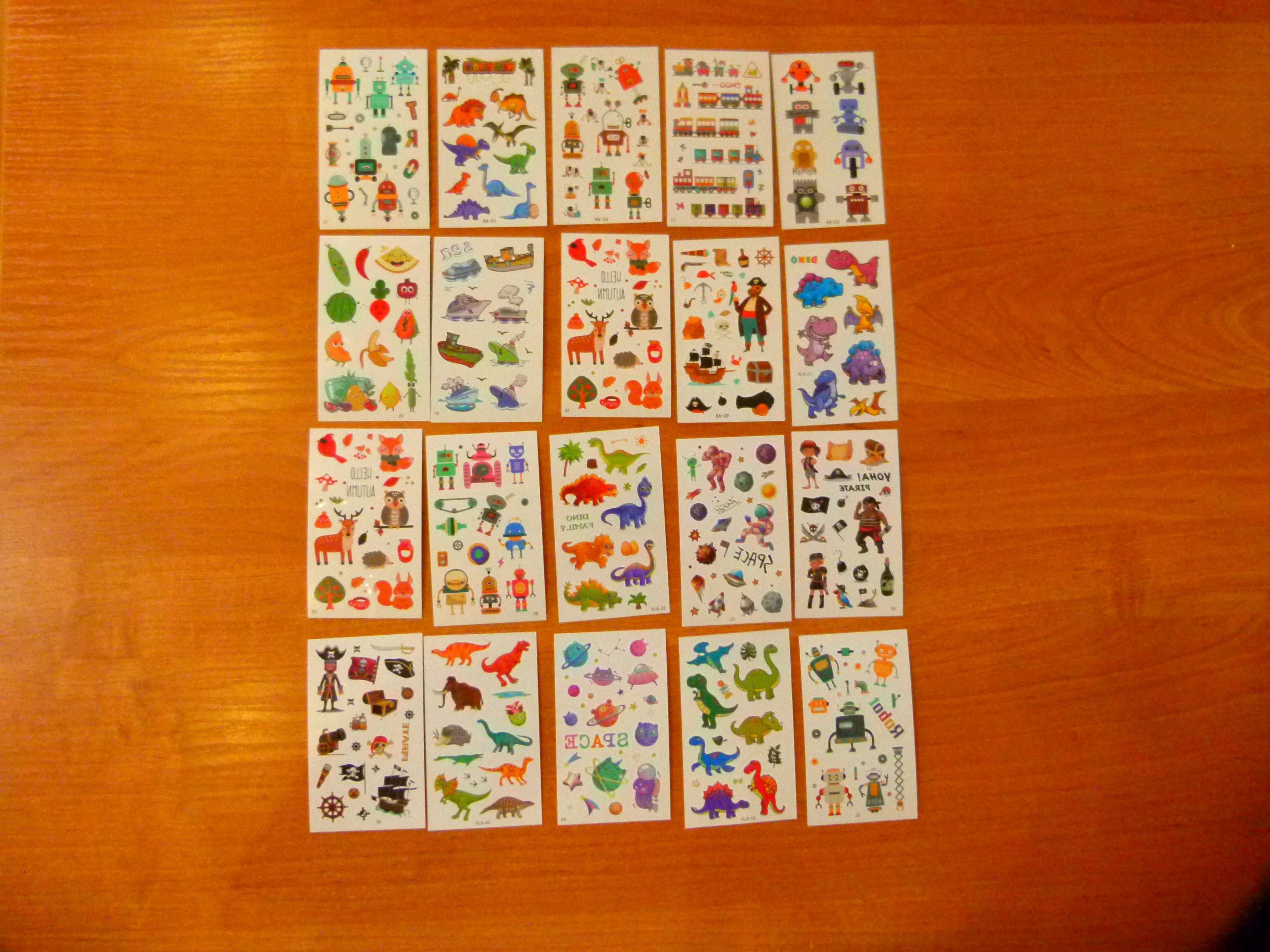 tatuaże tymczasowe  20 listków 6x10cm roboty piraci pojazdy dinozaury