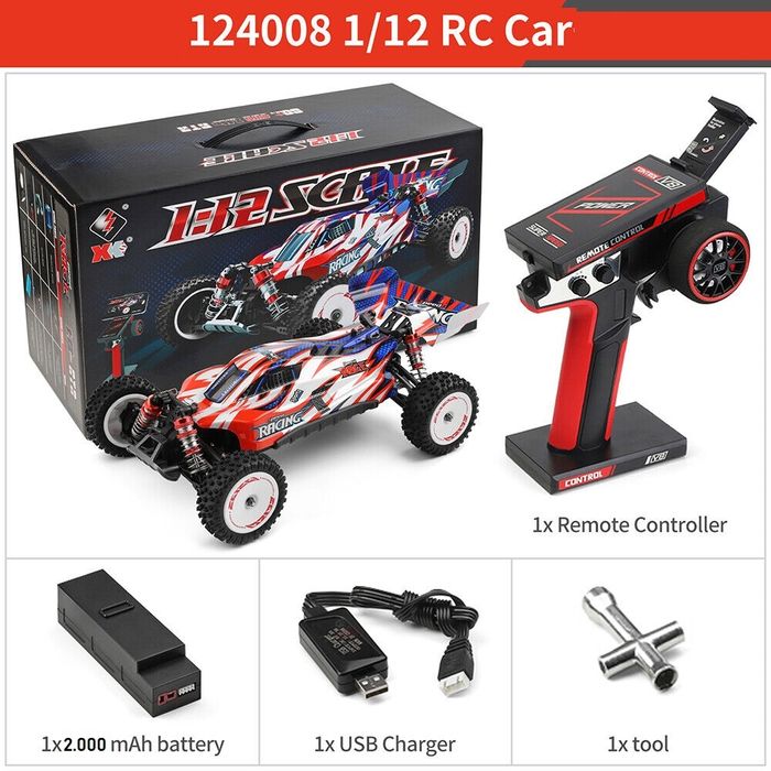 Carro RC Buggy Wltoys 124008 V5 Brushless bateria 3S 4x4 1:12