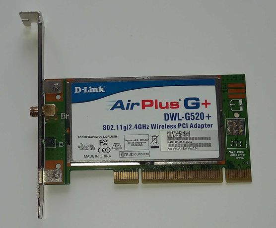 Karta sieciowa radiowa wifi D-Link AirPlus G+ DWL-G520+ 2,4 GHz PCI