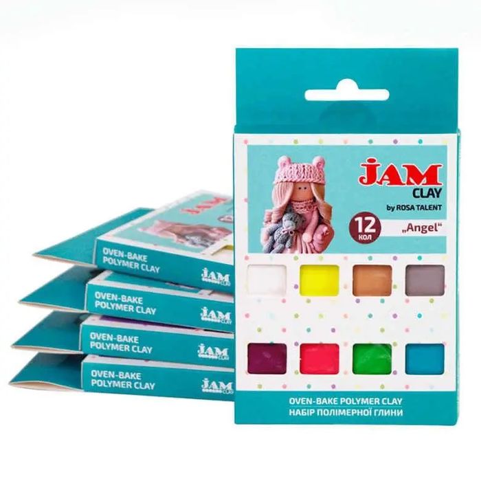 Полімерна глина, термопластилін Jam Clay набір 12шт по 20г Angels