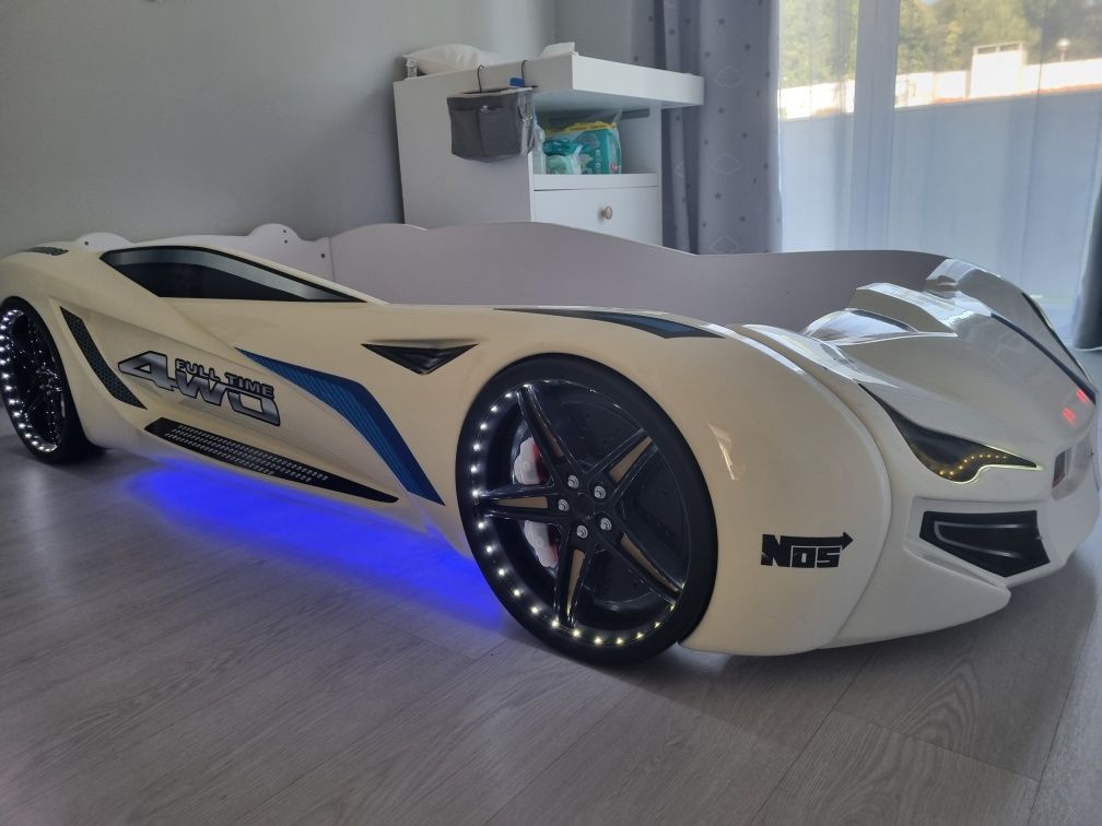 cama carro 90x190 com leds e música + colchão